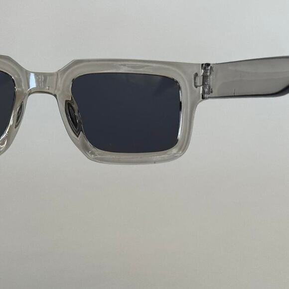 Y2K Grey Square Sunglasses Black Lens Unisex Streetwear UVA UVB - Picture 6 of 8